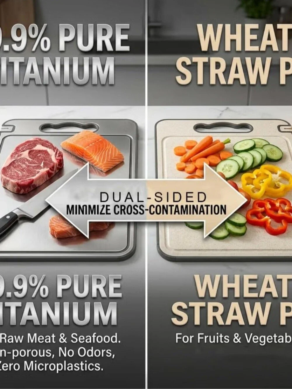 New Dual Sided Cutting Board With Knife Sharpener Stainless Steel